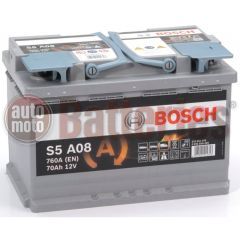 Μπαταρία Αυτοκινήτου  BOSCH  AGM  S5A08  Start  Stop  70AH 760EN Α-Εκκίνησης
