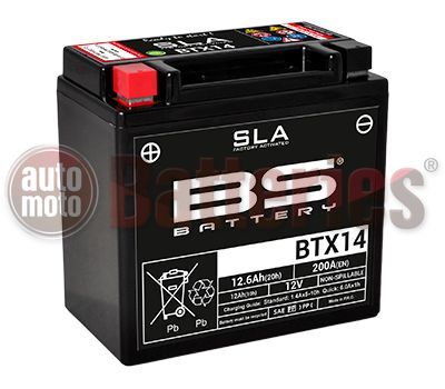 Μπαταρία Μοτοσυκλέτας BS-BATTERY BTX14 SLA 12.6AH 200EN Αντιστοιχία YTX14-BS