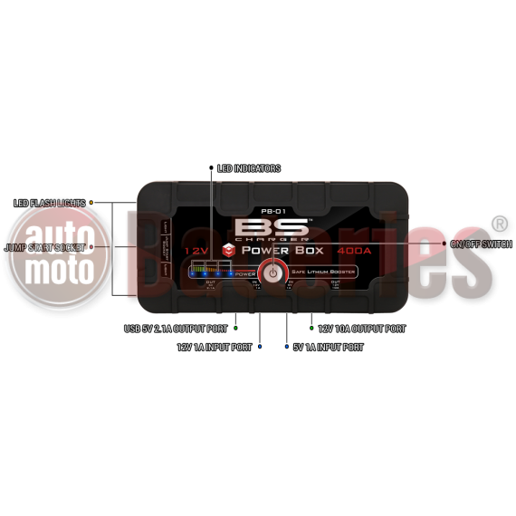 BS Power Box- Safe Litium Booster-Power Sypply-Led Flashlight