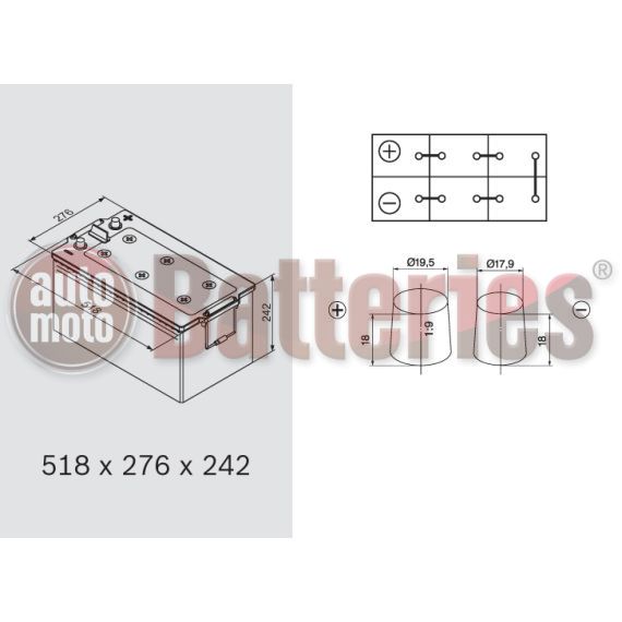 Μπαταρία Bosch TA080 AGM  Maximum Deep Cycle Power 12V Capacity 20hr 210 (Ah):EN (Amps): 1200EN Εκκίνησης