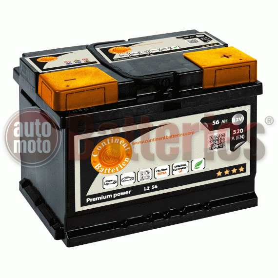 Μπαταρία Αυτοκινήτου Continent Premium Power L2 56 12V 56Ah 520EN Εκκίνησης