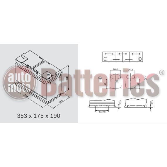Μπαταρία EXIDE EP800 Marine & Leizure Dual AGM 12V 95Ah 850EN A Εκκίνησης
