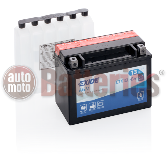 Exide AGM YTX15L-BS Motorbike & Sport Battery ETX15L-BS