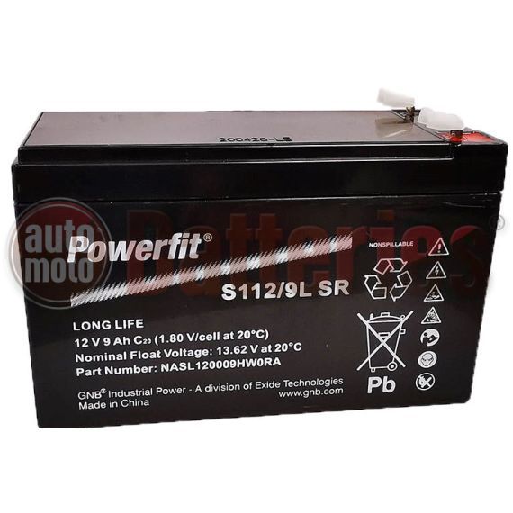 GNB Industrial Power By Exide Technologies 12v Powerfit S112/9L SR  9Ah VRLA  Long Life