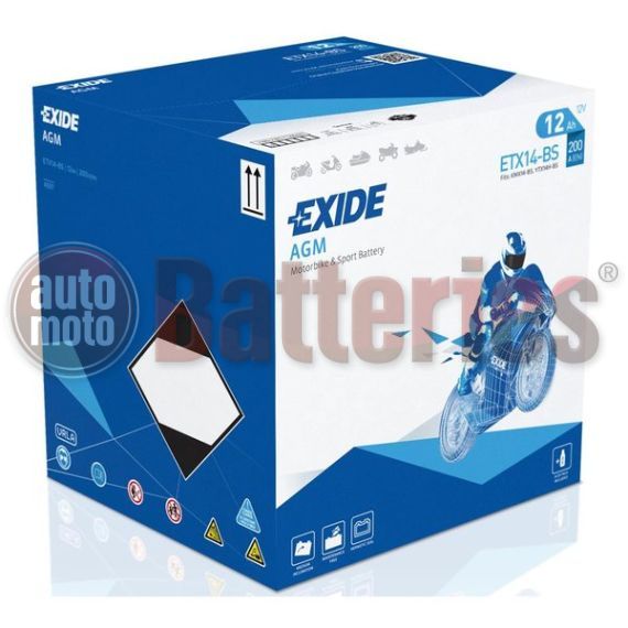 Exide AGM YTX14-BS Motorbike & Sport Battery ETX14-BS