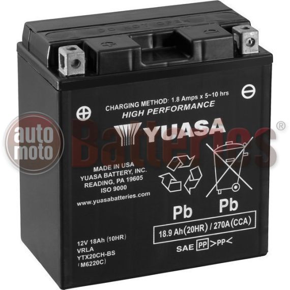 Μπαταρία Μοτοσυκλέτας Yuasa YTX20CH-BS 12V 18.9AH  270CCA HONDA VARADERO 1000 Made in USA