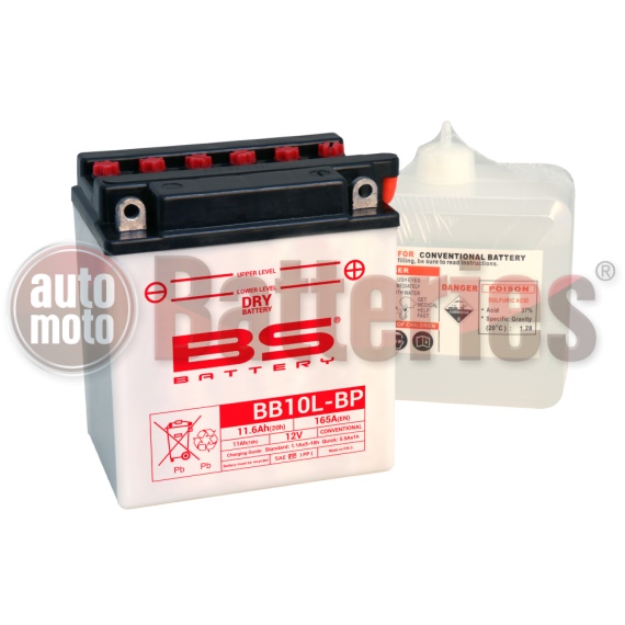 Μπαταρία Μοτοσυκλέτας BS-BATTERY  BB10L-B  DRY 11.6AH 130EN Αντιστοιχία YB10L-B