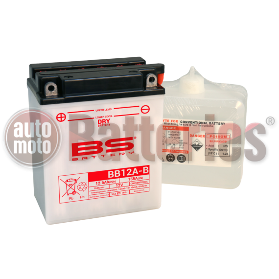 Μπαταρία Μοτοσυκλέτας BS-BATTERY  BB12A-B  DRY 12.6AH 155EN Αντιστοιχία YB12A-B