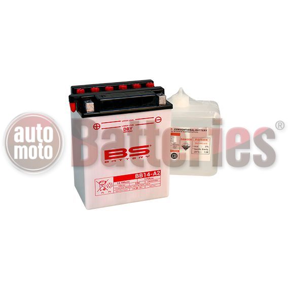 Μπαταρία Μοτοσυκλέτας BS-BATTERY  BB14-A2  DRY 14.7AH 175EN Αντιστοιχία YB14-A2