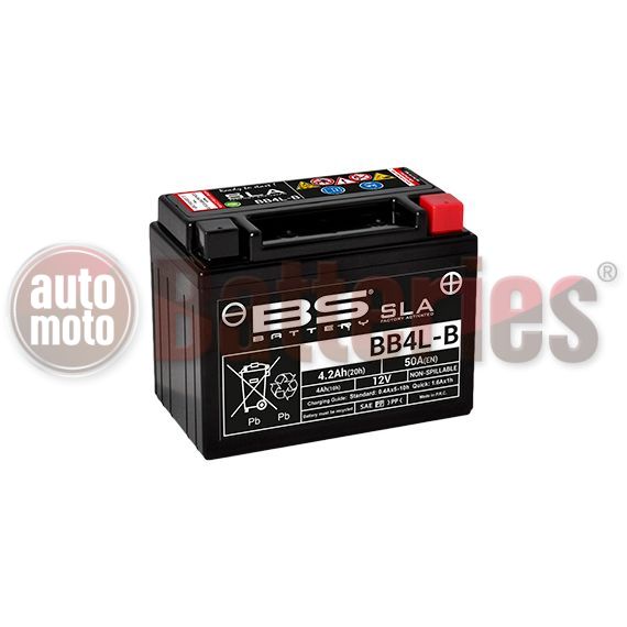 Μπαταρία Μοτοσυκλέτας BS-BATTERY BB4L-B SLA 4.2AH 50EN Αντιστοιχία YB4L-B