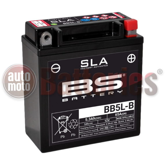 Μπαταρία Μοτοσυκλέτας BS-BATTERY BB5L-B SLA 5.3AH 65EN Αντιστοιχία YB5L-B