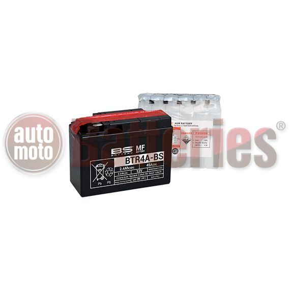 Μπαταρία Μοτοσυκλέτας BS-BATTERY  BTR4A-BS  MF 2.4AH 45EN Αντιστοιχία YTR4A-BS
