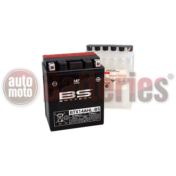 Μπαταρία Μοτοσυκλέτας BS-BATTERY  BTX14AHL-BS  MF 12.6AH 210EN Αντιστοιχία YTX14AHL-BS