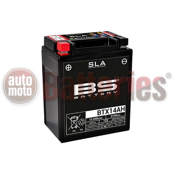 Μπαταρία Μοτοσυκλέτας BS-BATTERY BTX14AH SLA 12.6AH 210EN Αντιστοιχία YTX14AH-BS