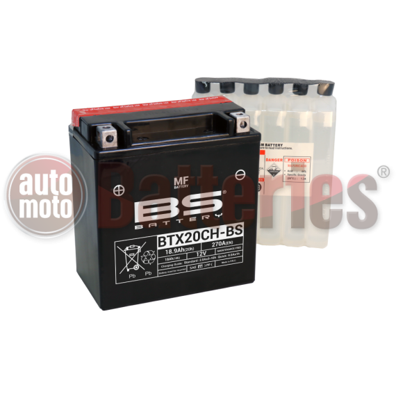 Μπαταρία Μοτοσυκλέτας BS-BATTERY  BTX20CH-BS  MF 18.9AH 270EN Αντιστοιχία YTX20A-BS-YTX20CH-BS