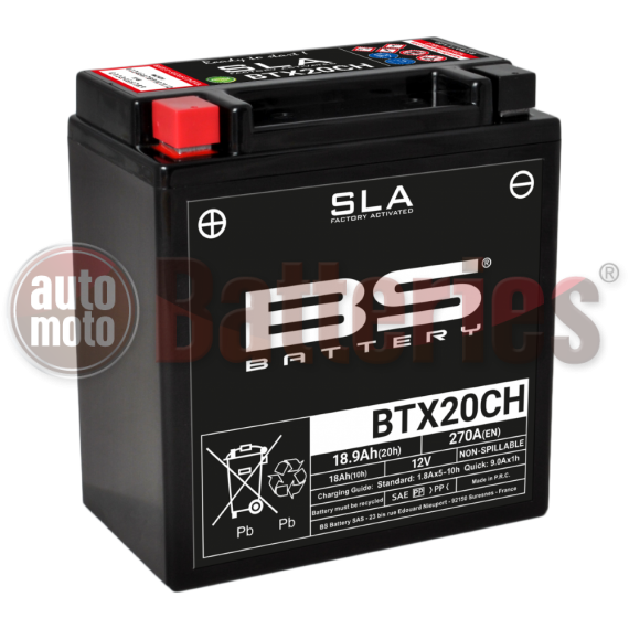Μπαταρία Μοτοσυκλέτας BS-BATTERY  BTX20CH SLA 18.9AH 270EN Αντιστοιχία  YTX20A-BS -YTX20CH-BS