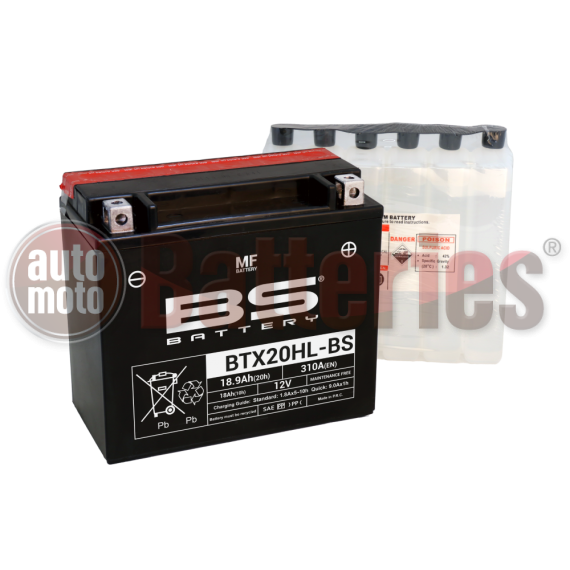 Μπαταρία Μοτοσυκλέτας BS-BATTERY  BTX20HL-BS  MF 18.9AH 310EN Αντιστοιχία  YTX20HL-BS