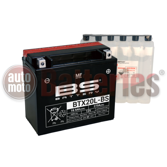 Μπαταρία Μοτοσυκλέτας BS-BATTERY  BTX20L-BS  MF 18.9AH 270EN Αντιστοιχία  YTX20L-BS