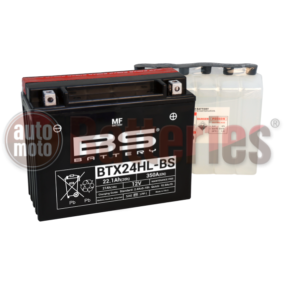 Μπαταρία Μοτοσυκλέτας BS-BATTERY  BTX24HL-BS  MF 22.1AH 350EN Αντιστοιχία  YTX24HL-BS