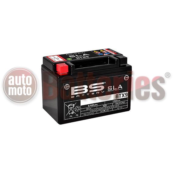 Μπαταρία Μοτοσυκλέτας BS-BATTERY BTX9 SLA 8.4AH 135 EN Αντιστοιχία YTX9-BS