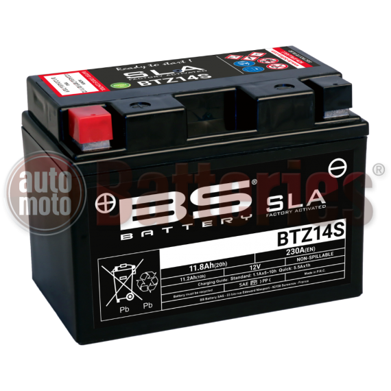 Μπαταρία Μοτοσυκλέτας BS-BATTERY BTZ14S  SLA 11.8 AH 230EN Αντιστοιχία YTZ14S-TTZ14S-BS
