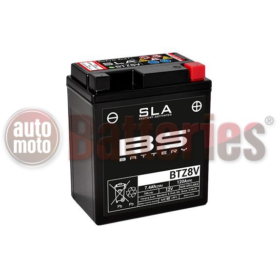 Μπαταρία Μοτοσυκλέτας BS-BATTERY BTZ8V  SLA 7.4AH 120EN Αντιστοιχία YTZ8V