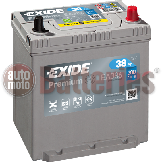 Μπαταρία Αυτοκινήτου Exide Premium EA386 12V 38AH-300EN A-Εκκίνησης
