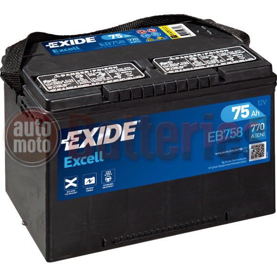 Μπαταρία Αυτοκινήτου Exide Excell EB758 12V 75AH  770EN A Εκκίνησης