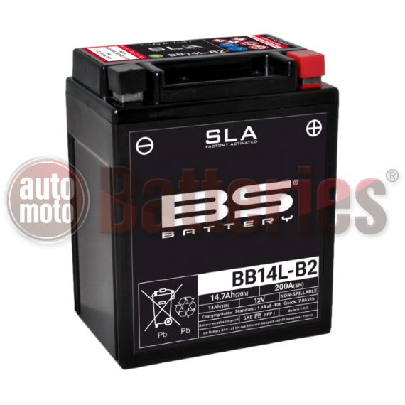 Μπαταρία Μοτοσυκλέτας BS-BATTERY  BB14L-B2  SLA 14.7AH 200EN Αντιστοιχία  YB14L-B2