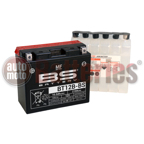 Μπαταρία Μοτοσυκλέτας BS-BATTERY  BT12B-BS  MF 10.5AH 210EN Αντιστοιχία YT12B-BS